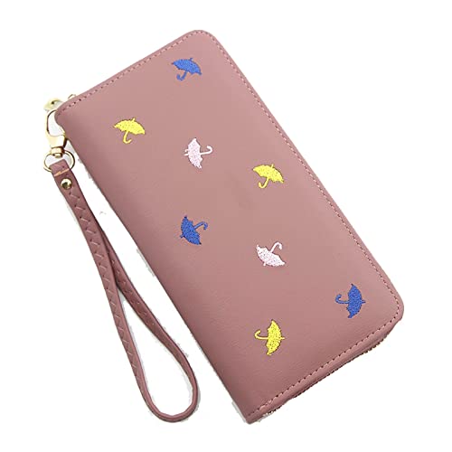 SSWERWEQ Geldbeutel Damen Lange Reißverschluss Frauen Brieftasche Brieftasche Frau Große Kapazität Damen Clutch Bag Weibliche Geldbörsen Kartenhalter Brieftaschen (Color : Pink) von SSWERWEQ