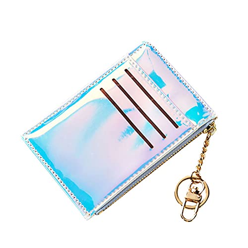 SSWERWEQ Geldbeutel Damen Lanyard Laser holographische Brieftasche Damen Mini Wallet Clutch Damen Zipper Münze Geldbörse Kartenkasse (Color : Blue) von SSWERWEQ