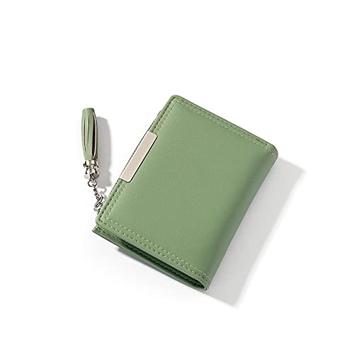 SSWERWEQ Geldbeutel Damen Mode Damen Geldbörse Quaste Mini Wallet Kurz PU. Leder niedlicher Münzgurse Kartenfall (Color : Green) von SSWERWEQ