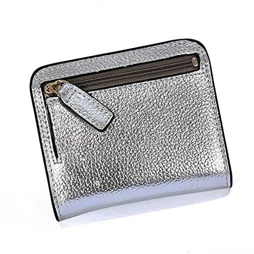 SSWERWEQ Geldbeutel Damen Mode Split Leder Lady Wallet Mini Wallet Dame Kleine Leder Brieftasche mit Münztasche (Color : Silver) von SSWERWEQ