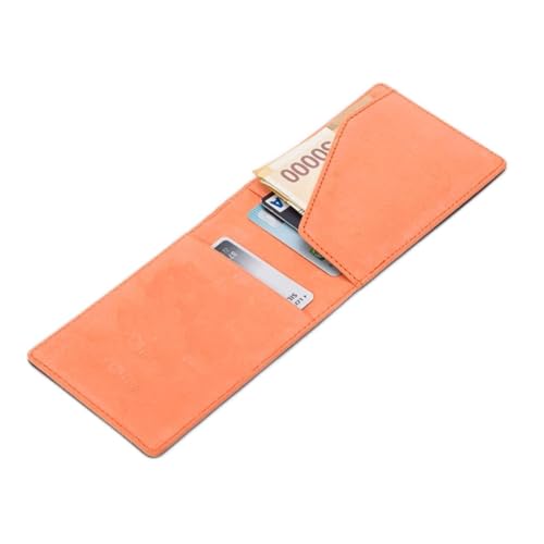 SSWERWEQ Geldbeutel Damen New Leather Money Clips Wallet Multifunctional Thin Man Card Purses Women Metal Clamp for Money Cash Holder (Color : Orange) von SSWERWEQ