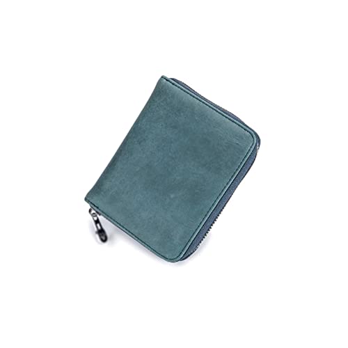 SSWERWEQ Geldbeutel Damen Reißverschluss Brieftasche Geldbörsen Design Echtes Leder Damen Damen Echtes Leder sicherer Reißverschluss Kreditkarteninhaber (Color : Blue) von SSWERWEQ
