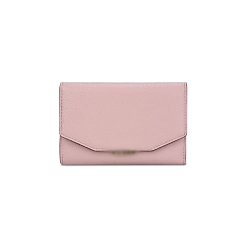 SSWERWEQ Geldbeutel Damen Vintage Frauen Pu. Weiche Leder Kurze Tri-Fold-Münz-Geldbörse Reißverschluss Brieftasche lässig blau pink (Color : Pink) von SSWERWEQ