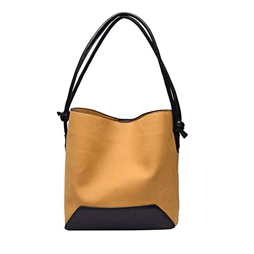 SSWERWEQ Handtasche Mode Bucket-Handtaschen for Frauen-Qualitäts-Nubukleder Handtaschen-große Kapazitäts-Schulter-Beutel for Frauen (Color : Black) von SSWERWEQ