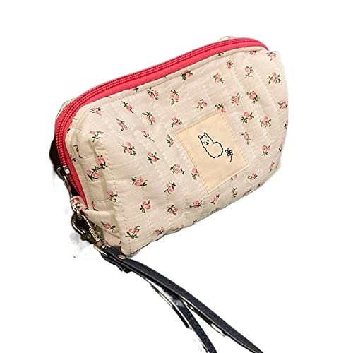 SSWERWEQ Kosmetikbeutel Makeup Bag Cherry Cosmetic Pouch for Women Cotton Portable Necesserie Storage Cosmetic Bag (Color : Natural) von SSWERWEQ
