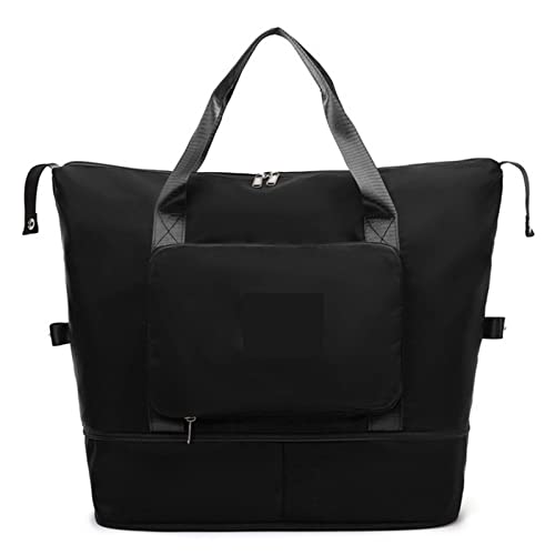SSWERWEQ Reisetaschen Faltbare Reisetaschen mit großer Kapazität, wasserdichte Tragetasche, Reise-Duffle-Taschen, multifunktionale Damen-Reise-Yoga-Taschen (Color : Black) von SSWERWEQ