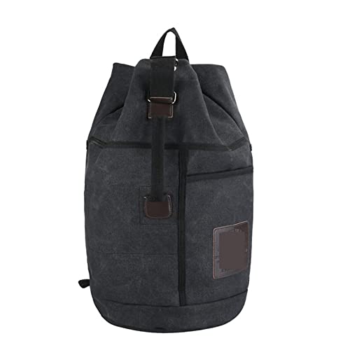 SSWERWEQ Reisetaschen Herrentasche Outdoor Sports Duffle Bag Rucksack Tactical Canvas Rucksack Schultasche (Color : Black, Size : 60 L) von SSWERWEQ