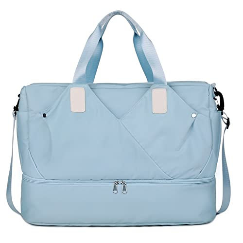 SSWERWEQ Reisetaschen Mädchen weibliches Handgepäck Reise Seesäcke Wochenendtaschen Frauen multifunktionale Sporttaschen (Color : Blue) von SSWERWEQ