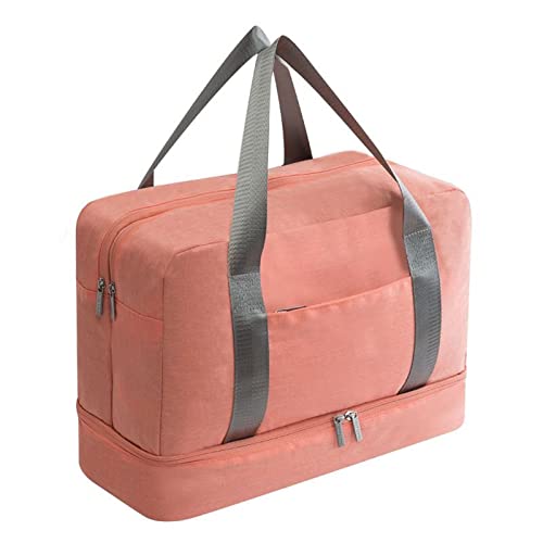 SSWERWEQ Wanderrucksäcke Waterproof Travel Bag Large Capacity Double Layer Beach Bag Portable Duffle Bags Packing Cube Bags (Color : Pink) von SSWERWEQ