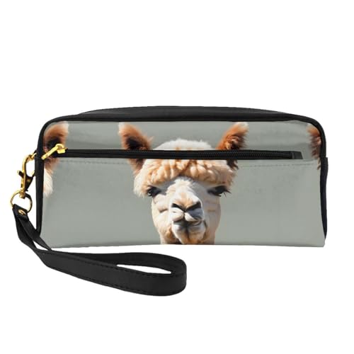 SSYGHT Alpaka Avatar Print Leder Kleine Make-up-Tasche - Reise Kulturbeutel für Frauen Wiederverwendbare Kosmetiktasche mit Reißverschluss, Schwarz, Einheitsgröße, Schwarz, One Size von SSYGHT