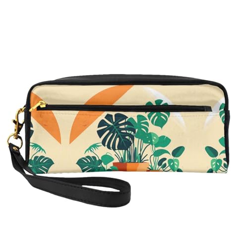 SSYGHT Cartoon Turtle Back Bamboo Print Leder Kleine Make-up-Tasche - Reise-Kulturbeutel für Frauen, wiederverwendbare Kosmetiktasche mit Reißverschluss, Schwarz, Einheitsgröße, Schwarz, One Size von SSYGHT
