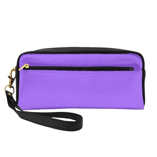 SSYGHT Kleine Make-up-Tasche aus Leder, einfarbig, hellviolett, Reise-Kulturbeutel für Damen, wiederverwendbare Kosmetiktasche mit Reißverschluss, Schwarz, Einheitsgröße von SSYGHT