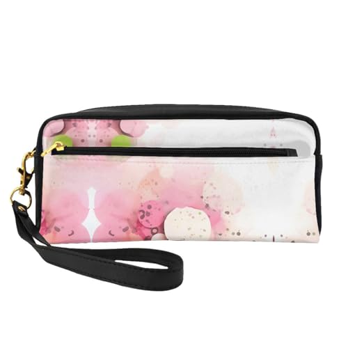 SSYGHT Kleine Make-up-Tasche aus Leder mit Farbfragmentdruck, Reise-Kulturbeutel für Damen, wiederverwendbare Kosmetiktasche mit Reißverschluss, Schwarz, Einheitsgröße, Schwarz, Einheitsgröße, Schwarz von SSYGHT