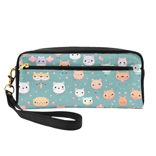 SSYGHT Kleine Make-up-Tasche aus Leder mit süßem Fuchs-Aufdruck, Reise-Kulturbeutel für Frauen, wiederverwendbare Kosmetiktasche mit Reißverschluss, Schwarz, Einheitsgröße, Schwarz, One Size von SSYGHT