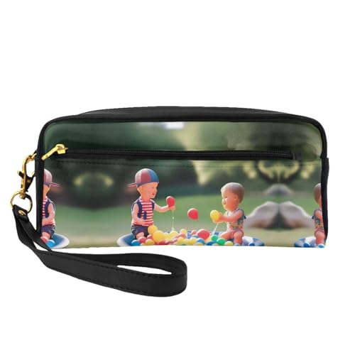 SSYGHT Outdoor Fun Print Leder Kleine Make-up-Tasche - Reise-Kulturbeutel für Frauen, wiederverwendbare Kosmetiktasche mit Reißverschluss, Schwarz, Einheitsgröße, Schwarz, One Size von SSYGHT