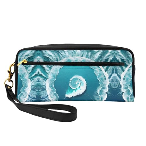 SSYGHT Sea of Love Print Leder Kleine Make-up-Tasche - Reise-Kulturbeutel für Frauen, wiederverwendbare Kosmetiktasche mit Reißverschluss, Schwarz, Einheitsgröße, Schwarz, One Size von SSYGHT