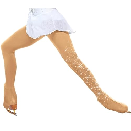 SSZYace Eiskunstlauf Strumpfhose Ski Skating Eislaufen Strümpfe Rollschuhe Schlittschuhe Warme Socken für Kinder und Erwachsene mit Schnallenstrümpfen und Kristallen L von SSZYace