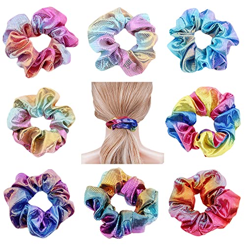 10 Stück Elastisches Chiffon Haargummi Scrunchies，Satin Scrunchies für Damen Haare Bunte Haarband Haaschmuck Regenbogen Haarbände，für Mädchen Damen Frauen Pferdeschwanz von SSyang