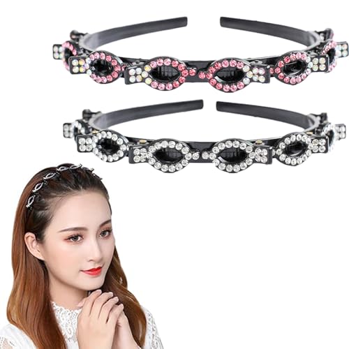 SSyang 2 PCS Haarband Mit Twist Clip Frisurenhilfe Haarband Mit Clips,Haarreifen Mit Klammern Hair Twister Haarreifen,Twist Clip Stirnband MäDchen Haarschmuck(Weiß+Rosa mit Farbverlauf) von SSyang