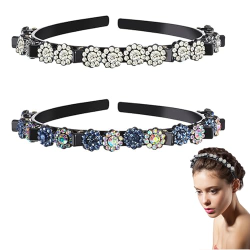 SSyang 2 Stück Haarband Mit Twist Clip Frisurenhilfe, Haarreifen Mit Klammern, Hair Twister, Stirnband Für Mädchen, Haarschmuck Mit Doppeltem Clip (Blau+Weiß) von SSyang
