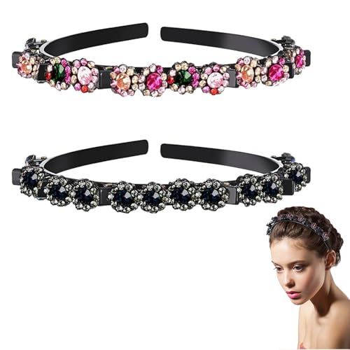 SSyang 2 Stück Haarband Mit Twist Clip Frisurenhilfe Haarband Mit Clips, Haarreifen Mit Klammern Hair Twister Haarreifen, Clip Stirnband MäDchen Haarschmuck Doppelter (Farbe + Grau) von SSyang