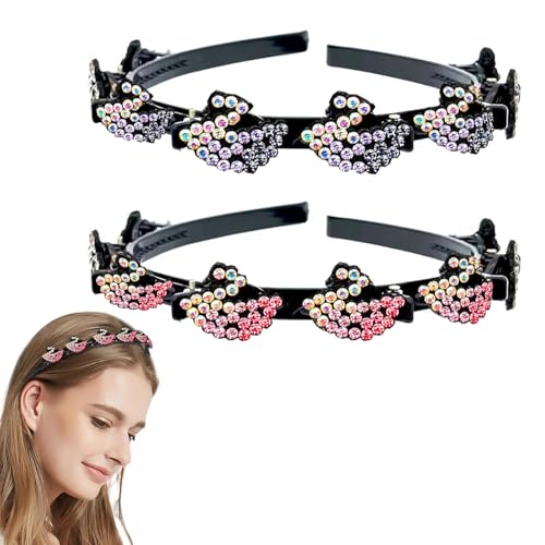 SSyang 2 Stück Haarband Mit Twist Clip Frisurenhilfe Haarband Mit Clips,Haarreifen Mit Klammern Hair Twister Haarreifen,Twist Clip Stirnband MäDchen Haarschmuck Doppelter(Lila+Rosa,Schwan) von SSyang
