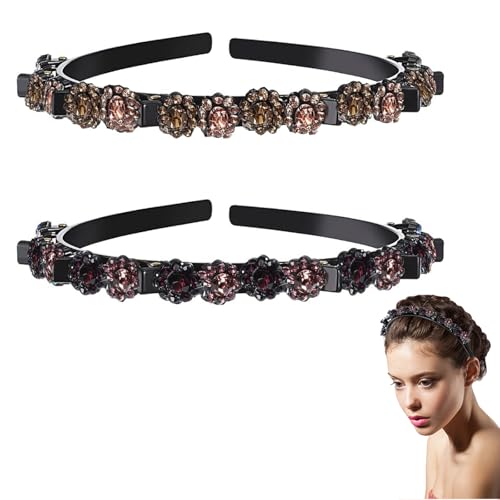 SSyang 2 Stück Haarband Mit Twist Clip Frisurenhilfe Haarband Mit Clips,Haarreifen Mit Klammern Hair Twister Haarreifen,Twist Clip Stirnband MäDchen Haarschmuck Doppelter Haarreifen(Champagner+Lila) von SSyang