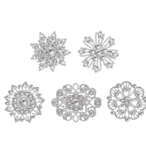 SSyang 5 Stück Damen Anstecknadeln, Brosche Strass Schal, Kleidung Frauen Brosche, Geeignet für Frauen Schals, Jacken, Kleider, Party Geschenke, Schmuck Zubehör Geschenke (Silber） von SSyang