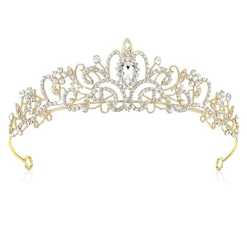 SSyang Krone Prinzessin Mädchen Damen Diadem Crown Kristall Tiaras Goldene Prinzessinnenkrone Eleganter Queen Brautschmuck Strass Stirnband Geschenk Haarschmuck für Frauen Hochzeit Tanzparty(Gold) von SSyang