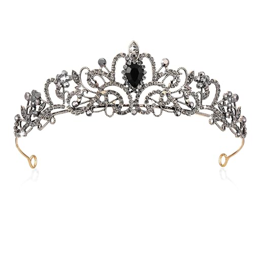 SSyang Krone Prinzessin Mädchen Damen Diadem Crown Kristall Tiaras Goldene Prinzessinnenkrone Eleganter Queen Brautschmuck Strass Stirnband Geschenk Haarschmuck für Frauen Hochzeit Tanzparty(Grau) von SSyang