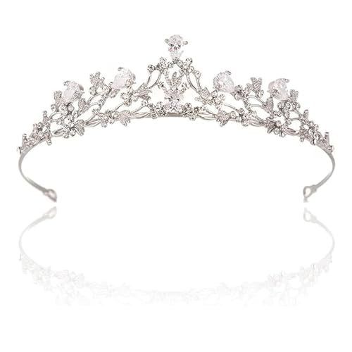 SSyang Krone Prinzessin Mädchen Damen Diadem Crown Kristall Tiaras Silber Prinzessinnenkrone Eleganter Queen Brautschmuck Strass Stirnband Geschenk Haarschmuck für Frauen Hochzeit Tanzparty(Silber) von SSyang