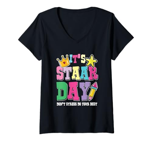 Damen STAAR Test Tag Shirt Motivation Schüler Lehrer Geschenk T-Shirt mit V-Ausschnitt Damen STAAR Test Tag Shirt Motivation Schüler Lehrer Geschenk T-Shirt mit V-Ausschnitt von STAAR Prüfung Schule Motivation Geschenk