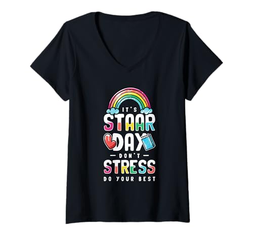 Damen STAAR Test Tag Shirt Motivation Schüler Lehrer Geschenk T-Shirt mit V-Ausschnitt Damen STAAR Test Tag Shirt Motivation Schüler Lehrer Geschenk T-Shirt mit V-Ausschnitt von STAAR Prüfung Schule Motivation Geschenk