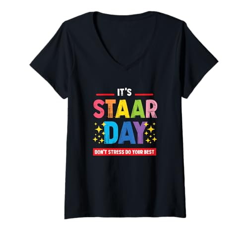 Damen STAAR Test Tag Shirt Motivation Schüler Lehrer Geschenk T-Shirt mit V-Ausschnitt Damen STAAR Test Tag Shirt Motivation Schüler Lehrer Geschenk T-Shirt mit V-Ausschnitt von STAAR Prüfung Schule Motivation Geschenk