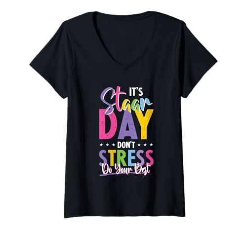 Damen STAAR Test Tag Shirt Motivation Schüler Lehrer Geschenk T-Shirt mit V-Ausschnitt Damen STAAR Test Tag Shirt Motivation Schüler Lehrer Geschenk T-Shirt mit V-Ausschnitt von STAAR Prüfung Schule Motivation Geschenk