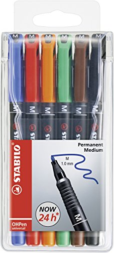 Folienstift - STABILO OHPen universal - permanent medium - 6er Pack - mit 6 verschiedenen Farben von STABILO