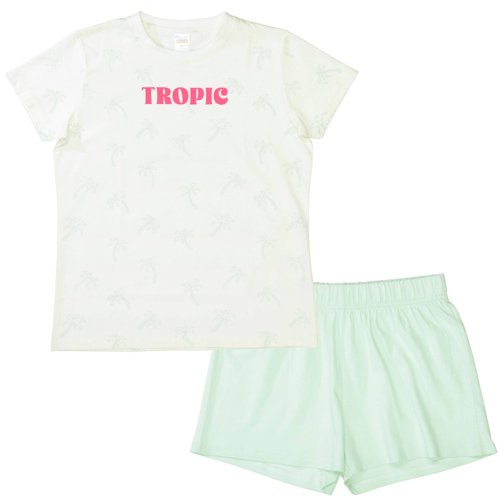 STACCATO - KG Shorty Pyjama s.white aop?+l.green - Gr. - 152 von STACCATO