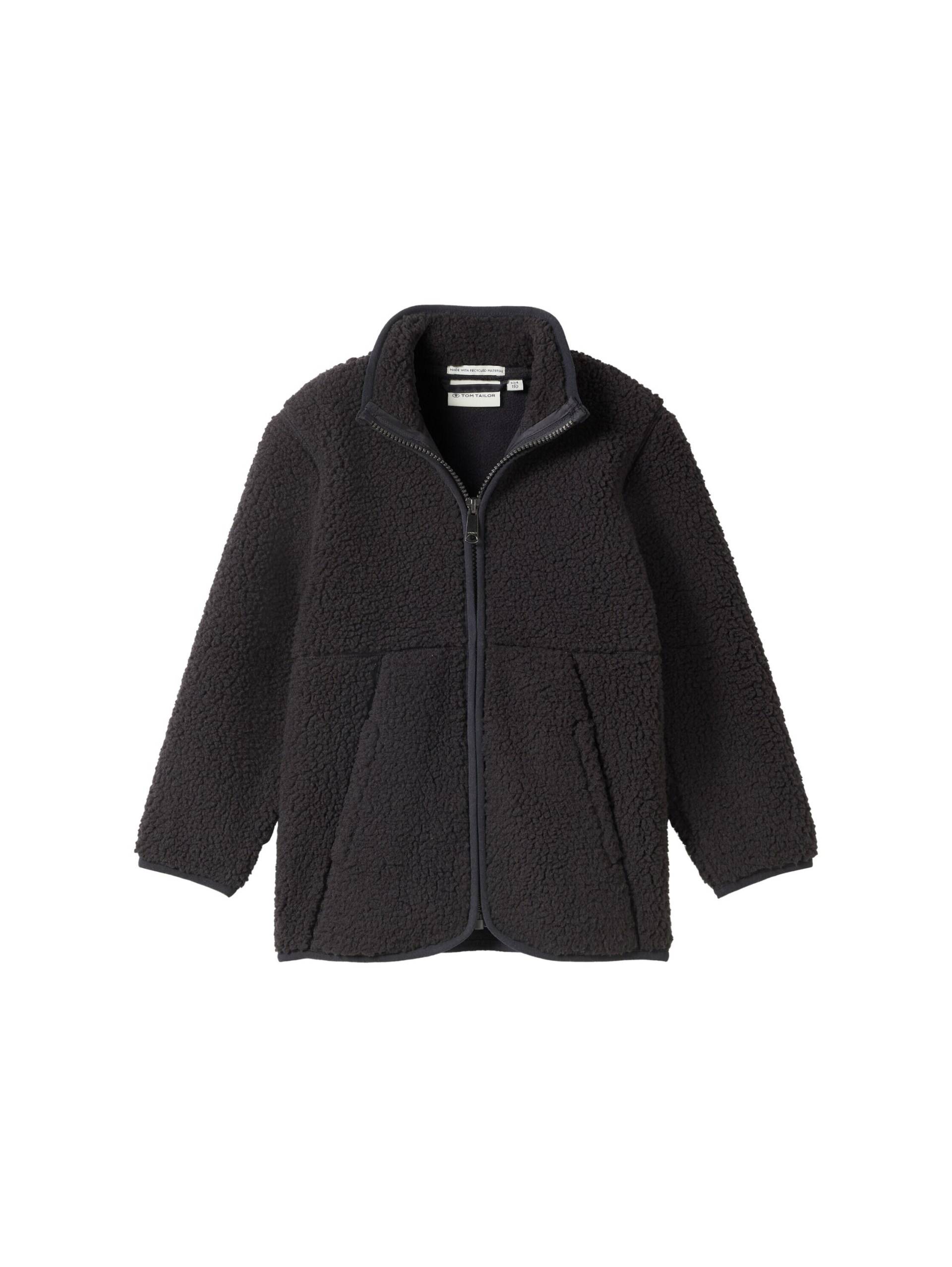 tom tailor kids - Teddy Sweatjacke mit Stehkragen heavy black von tom tailor kids