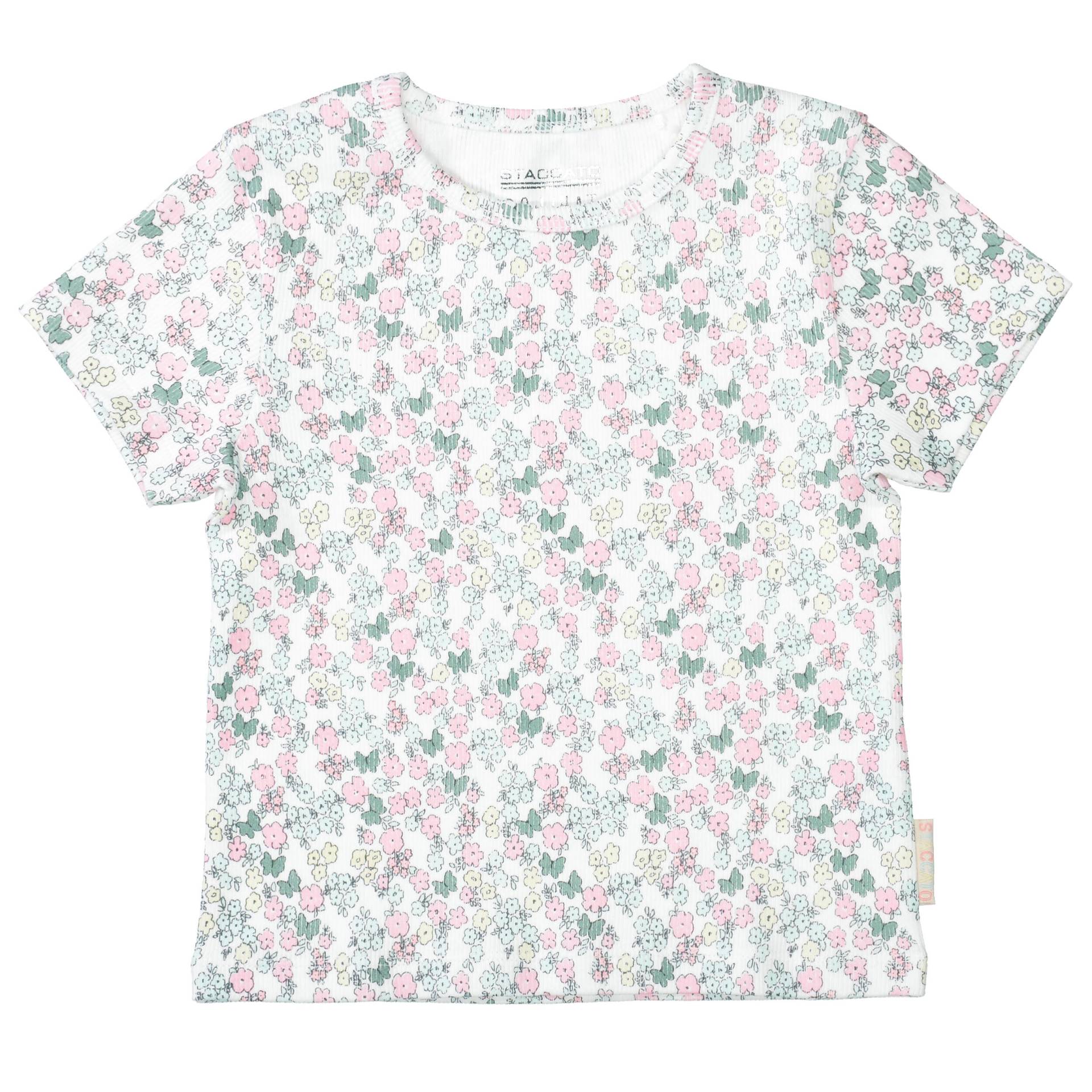STACCATO - Md.-T-Shirt, Rippe soft white aop von STACCATO