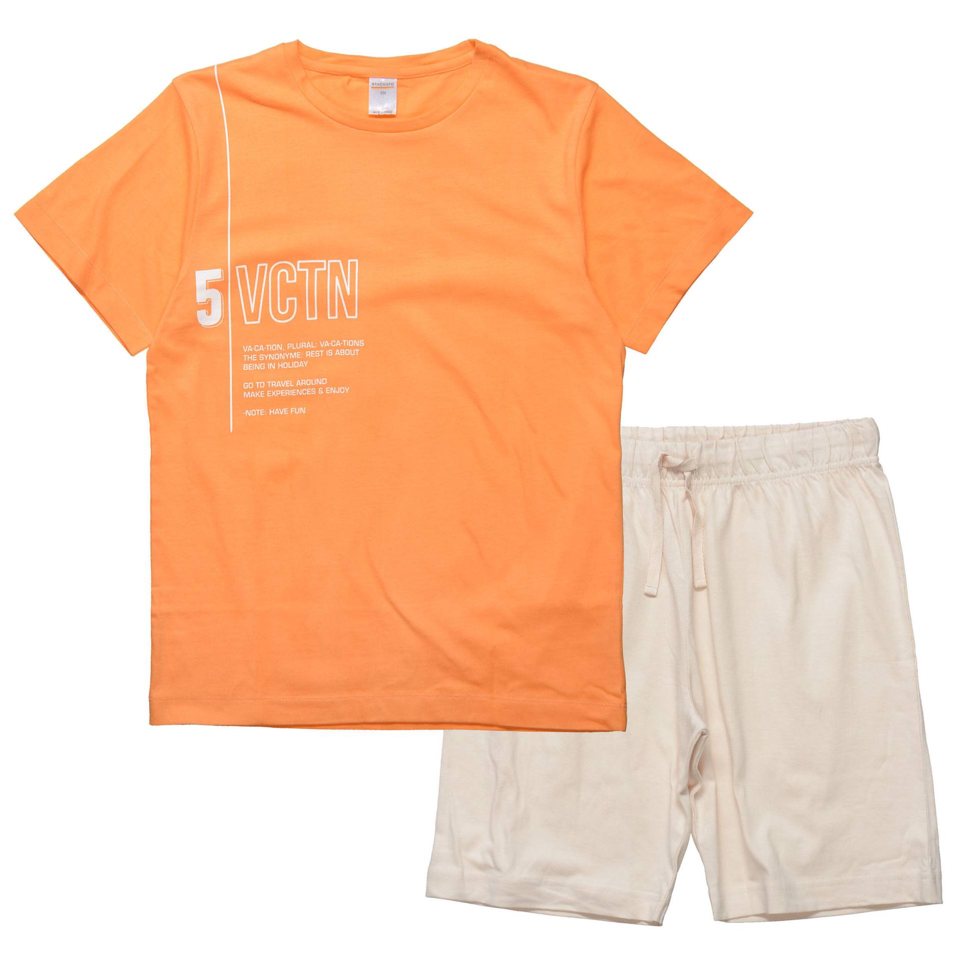 STACCATO - Shorty Pyjama mit Wording-Print bright orange?+s.sand - Gr. - 140 von STACCATO