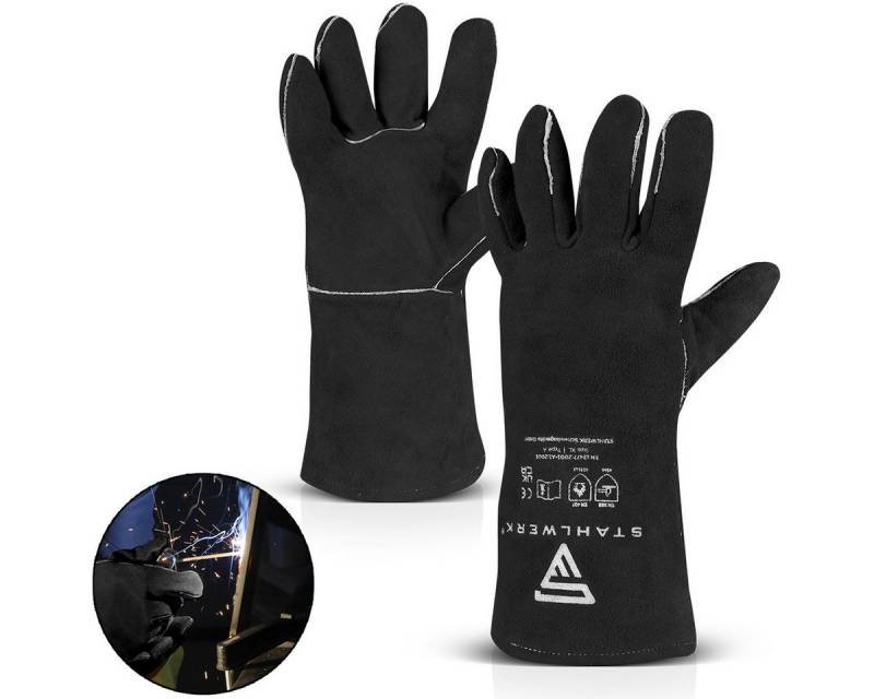 STAHLWERK Arbeitshandschuhe Schweißerschutzhandschuhe extra robuste (Set, 1-St., Einzelartikel) feuerbeständig, robust, strapazierfähig und abriebfest von STAHLWERK
