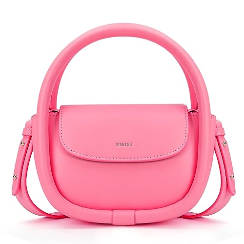 STAISE Designer-Schultertaschen mit Tragegriff für Damen, trendige Mini-Umhängetaschen, Damen-Lederhandtaschen mit Riemen, Pink, 7" W x 8" H x 3" D von STAISE