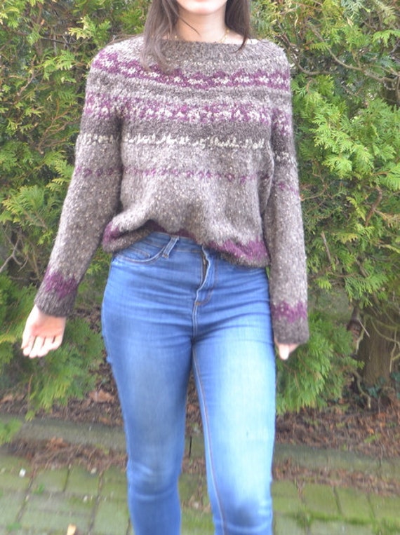 Autumn Miracle - Gestrickter Pullover Mit Rundpasse Gr. L Norweger Alpaca & Silk von STALP2