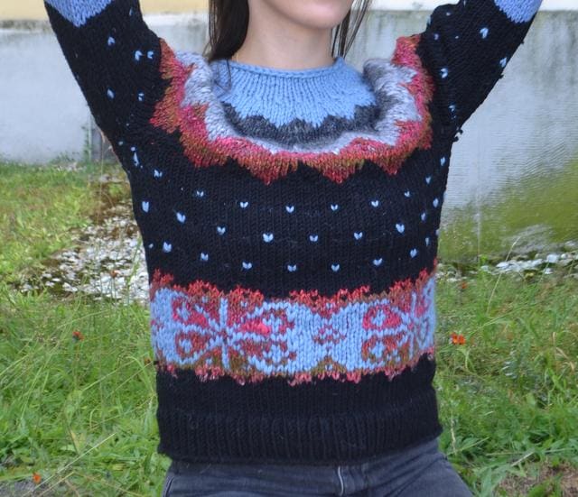 Dicker Pullover Tweed Fair Isle Norweger Wolle Damen Versandfertig, Größe S/36 von STALP2