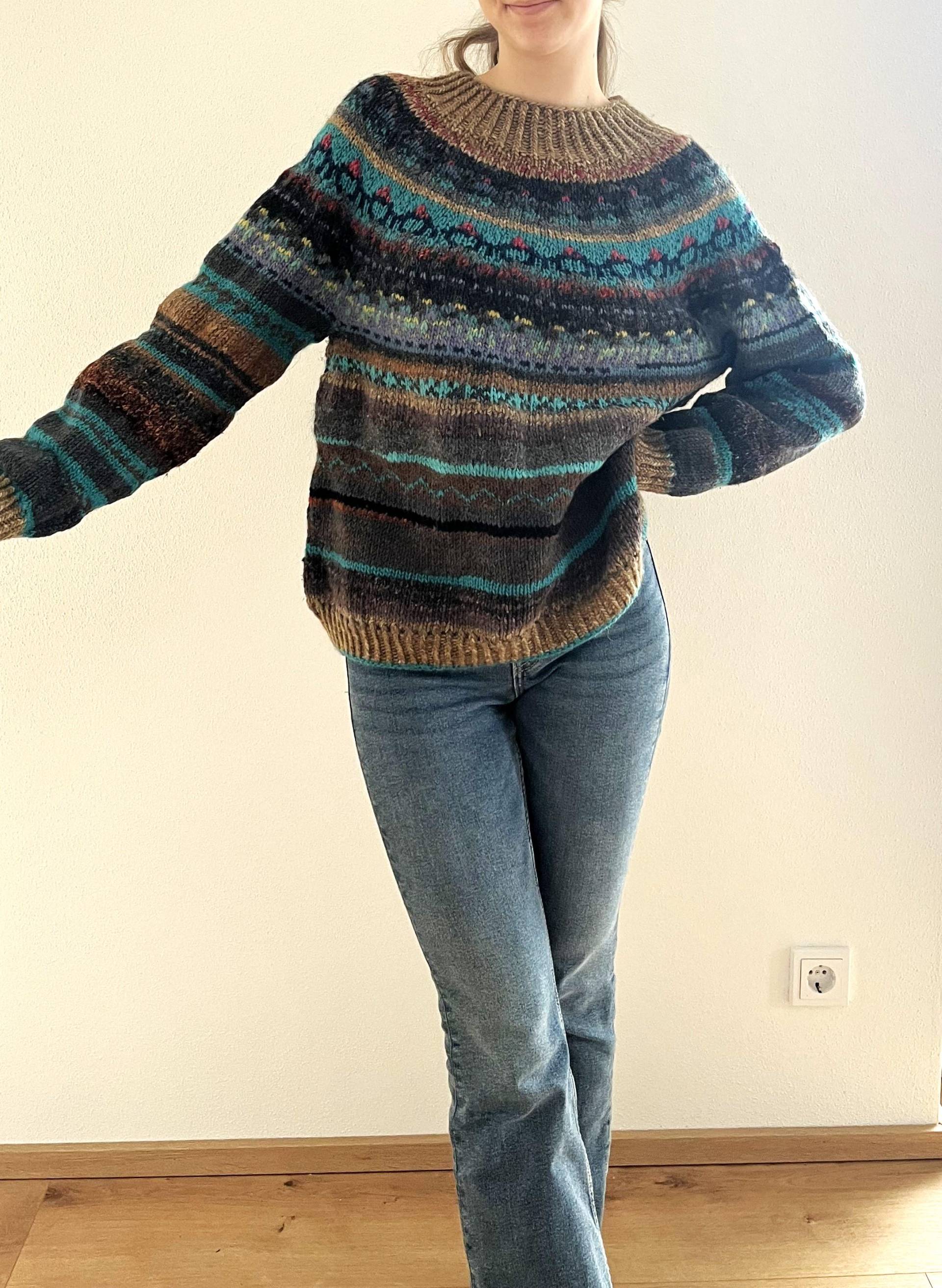 Gestrickter Pullover Mit Rundpasse Wolle Gr. L Norweger Fair Isle Gestrickter Pullover Mit Rundpasse Wolle Gr. L Norweger Fair Isle von STALP2