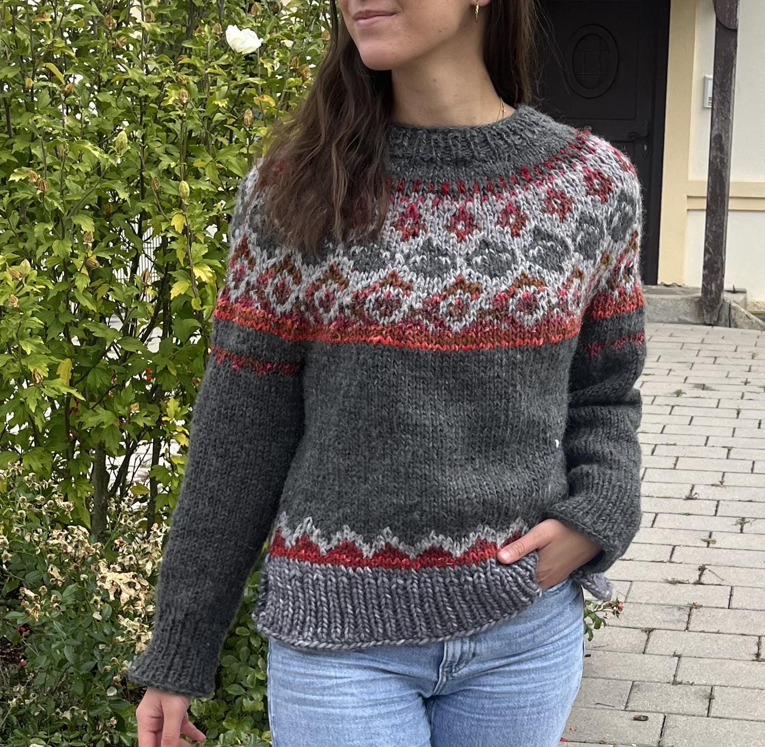 Gestrickter Pullover Mit Rundpasse Wolle Gr. M Norweger Fair Isle Gestrickter Pullover Mit Rundpasse Wolle Gr. M Norweger Fair Isle von STALP2