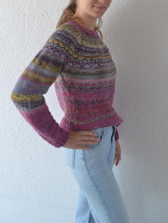 Gestrickter Pullover Mit Rundpasse Wolle Größe M Norweger Fair Isle von STALP2