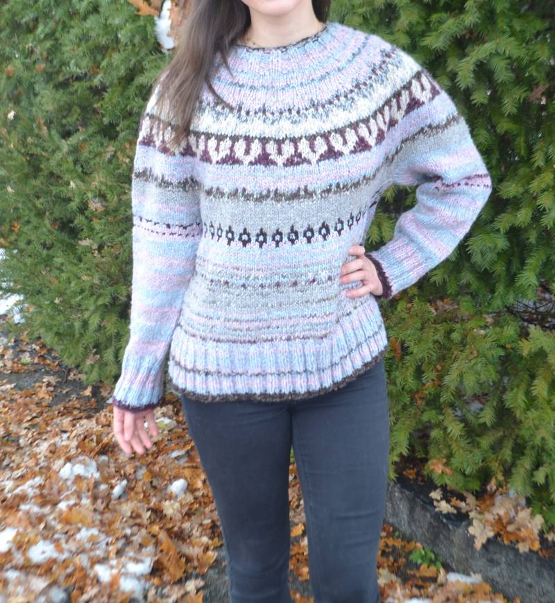 Nordic Tweed - Gestrickter Pullover Mit Rundpasse Gr. L Norweger von STALP2