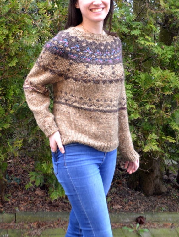 Nordic Tweed - Gestrickter Pullover Mit Rundpasse Gr. M Norweger von STALP2