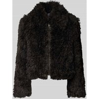 STAND STUDIO Jacke aus Teddyfell mit Reißverschluss in Mittelgrau, Größe 40 von STAND STUDIO